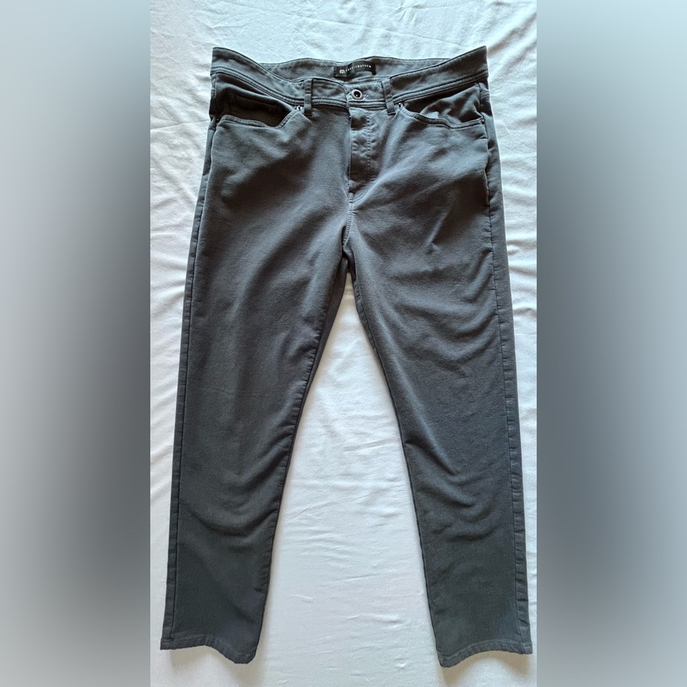 TravisMathew Fleece Lined Performance Pants Mens 36 Gray Stretch Golf Commuter